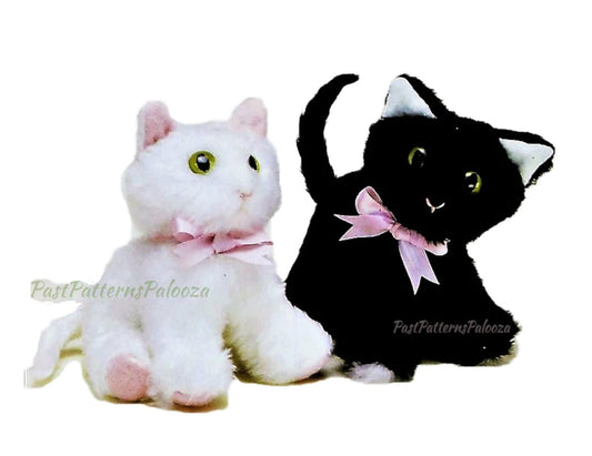 Vintage Sewing Pattern 9" Kittens Faux Fur Fabric Soft Sculpture Plush Toys PDF Instant Digital Download Stuffed Realistic Kitty Cat Plushie