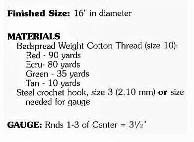 Vintage Crochet Pattern 16" Christmas Poinsettia Flower Doily Centerpiece Mat PDF Instant Digital Download Holiday Table Red Green Ecru