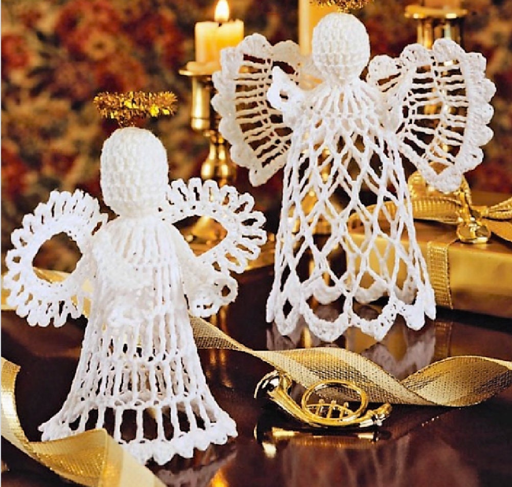 Vintage Crochet Patterns Cotton Thread 9 Lace Victorian Christmas Angel Ornaments Centerpieces Tree Topper PDF Instant Digital Download