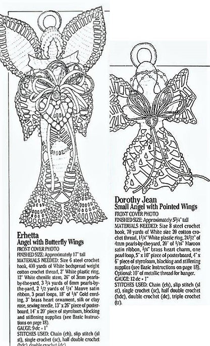 Vintage Crochet Patterns Cotton Thread Lace Christmas Angel Ornaments Centerpieces Tree Toppers PDF Instant Digital Download 7 Designs
