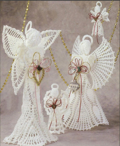 Vintage Crochet Patterns Cotton Thread Lace Christmas Angel Ornaments Centerpieces Tree Toppers PDF Instant Digital Download 7 Designs