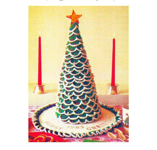 Vintage Crochet Pattern 20" Christmas Tree Centerpiece and Tree Skirt Doily Set PDF Instant Digital Download Holiday Table Decor 10 Ply