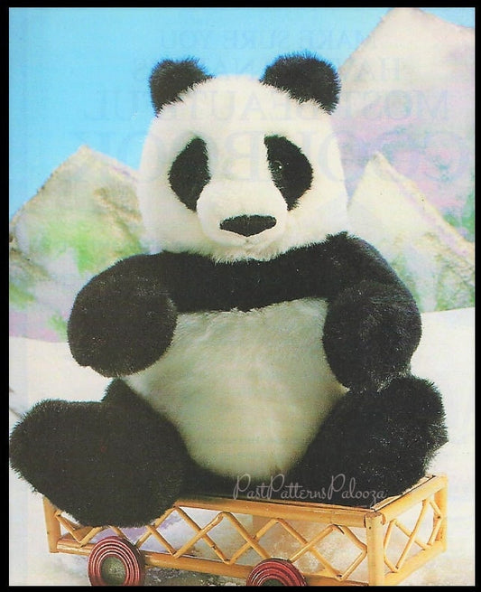 Vintage Sewing Pattern 16" Plush Panda Bear Toy PDF Instant Digital Download Sewn Soft Faux Fur Fabric Teddy Bear