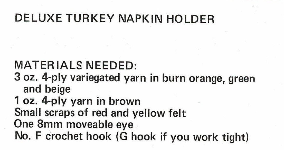 Vintage Crochet Pattern Thanksgiving Tom Turkey Napkin Ring Holders PDF Instant Digital Download Amigurumi Holiday Table Setting 4 Ply