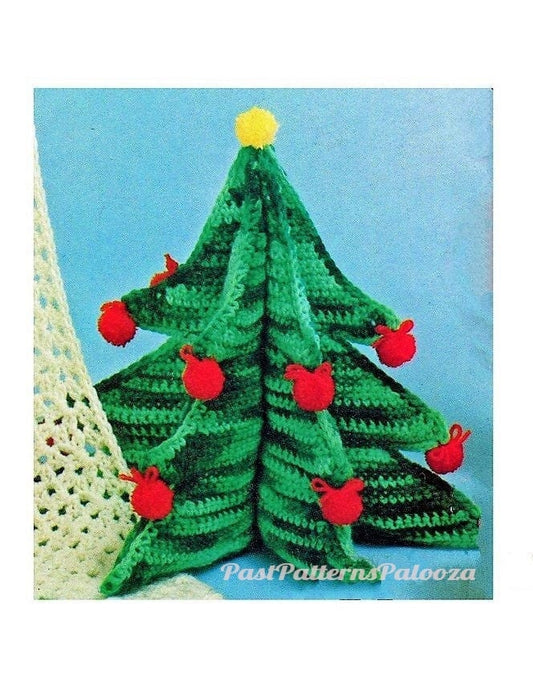Vintage Crochet Pattern 13" Table Top Christmas Tree Centerpiece PDF Instant Digital Download  Holiday Decor 10 Ply Ombre Yarn B2