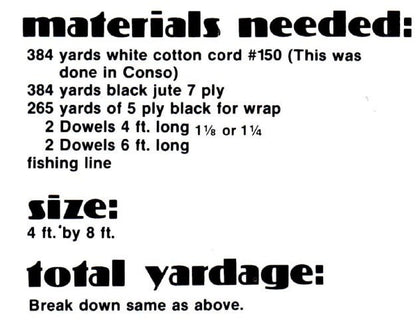 Vintage Macrame Pattern Room Divider Wall Hanging Retro Mod Black & White Harmony Door Curtain Boho Chic 1970s PDF Instant Digital Download