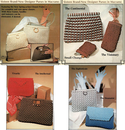 Vintage Macramé Designs Patterns Book Designer Bags Purses Handbags PDF Instant Download Macrame Purse News 16 Designs How To Knotwork 1979