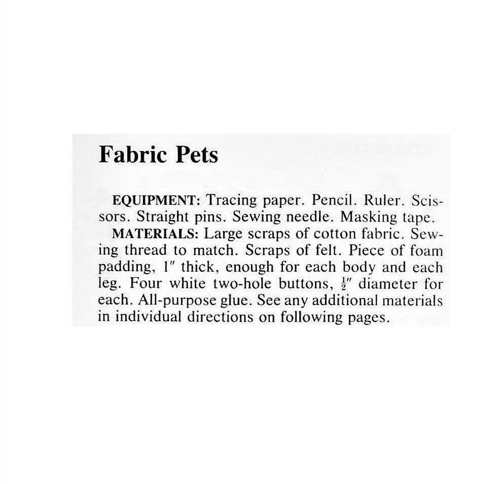Vintage Sewing Pattern Cute Calico Gingham Animal Soft Fabric Toys PDF Instant Digital Download Plush Dog Cat Camel Giraffe Bunny Elephant