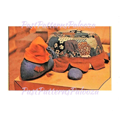 Vintage Sewing Pattern 21" Sleepy Turtle Toy or Footstool PDF Instant Digital Download Tortoise Pouffe Cotton Fabric