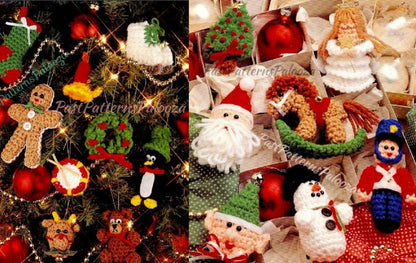 Vintage Crochet Patterns Amigurumi Christmas Ornaments PDF Instant Digital Download Cute Holiday Tree Trim 16 Classic Designs 10 Ply