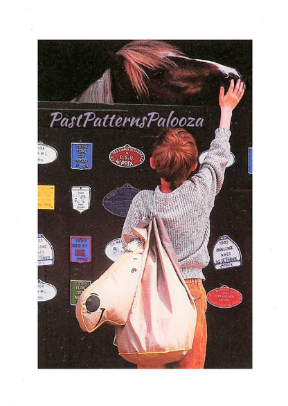Vintage Sewing Pattern Pony Horse Tote Bag Waterproof Stable Bag Cinched Carry-All PDF Instant Digital Download