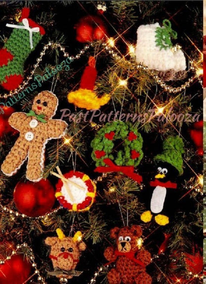 Vintage Crochet Patterns Amigurumi Christmas Ornaments PDF Instant Digital Download Cute Holiday Tree Trim 16 Classic Designs 10 Ply