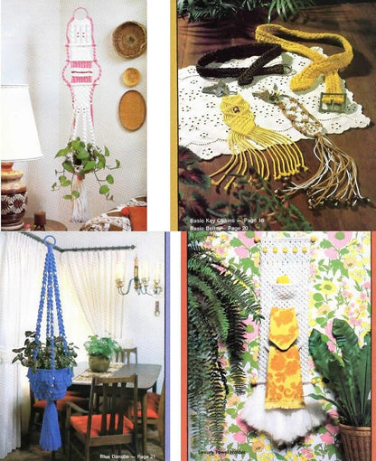 Vintage Macrame Beginners Patterns For Todays Beginner PDF Instant Digital Download Simple Easy Starter Projects Owl Purse Key Chain Belt
