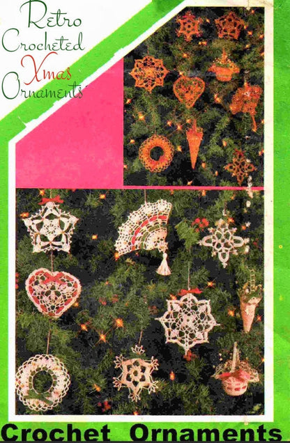 Vintage Crochet Patterns 6" Victorian Lace Christmas Ornaments White Cotton Thread & Metallic Gold PDF Instant Digital Download Tree Trim
