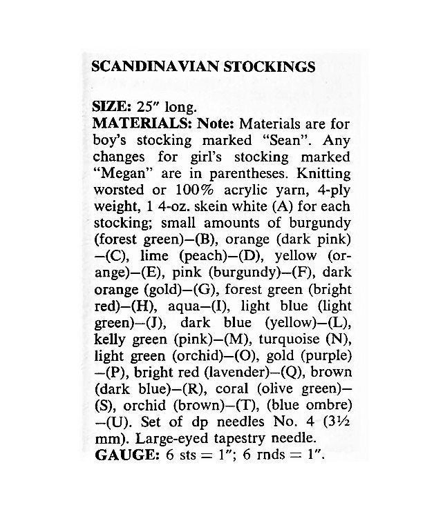 Vintage Knitting Pattern 25" Scandinavian Christmas Stockings Large Fair Isle Name Socks PDF Instant Digital Download 4 Ply