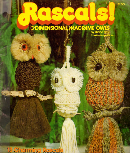 Vintage ALL Owls Rascals 3D Macrame Owls Patterns Book PDF Instant Digital Download 13 Projects Retro Owls Owls Owls!! For Home and Patio