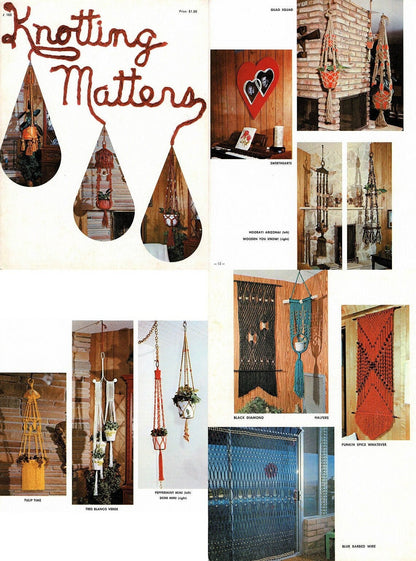 Vintage Macrame Patterns Knotting Matters Retro 1970s PDF Instant Digital Download Plant Pot Holders Wall Hangings Curtain 16 Projects