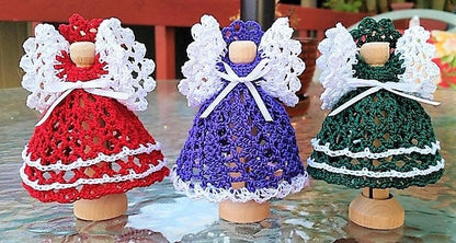 Vintage Crochet Patterns Christmas Clothespin Angel Ornaments PDF Instant Digital Download 11 Designs Cotton Thread Tree Trim or Garland