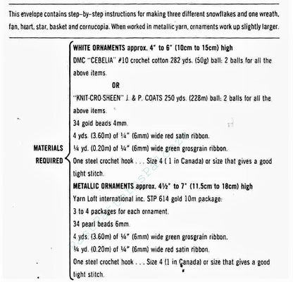 Vintage Crochet Patterns 6" Victorian Lace Christmas Ornaments White Cotton Thread & Metallic Gold PDF Instant Digital Download Tree Trim