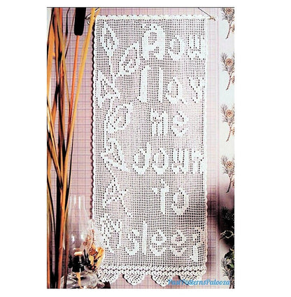 Vintage Filet Crochet Pattern Now I Lay Me Down to Sleep Bedtime Prayer Picture Panel Wall Hanging PDF Instant Digital Download 15x36"