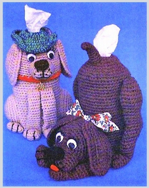 Vintage Crochet Pattern Puppy Dog Pooping Bathroom Tissue Roll Cover Holder PDF Instant Digital Download Toilet Tissue Amigurumi 4-Ply