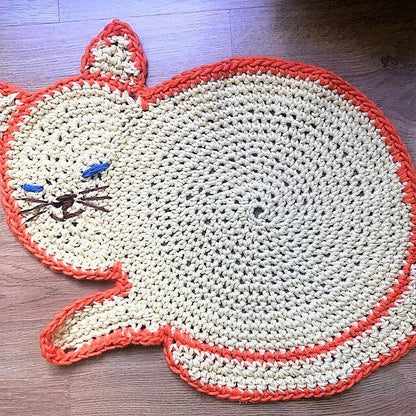 Vintage Crochet Pattern Cat Rug Cat Mat PDF Instant Digital Download Amigurumi Kitty Cat Playmat 16x23