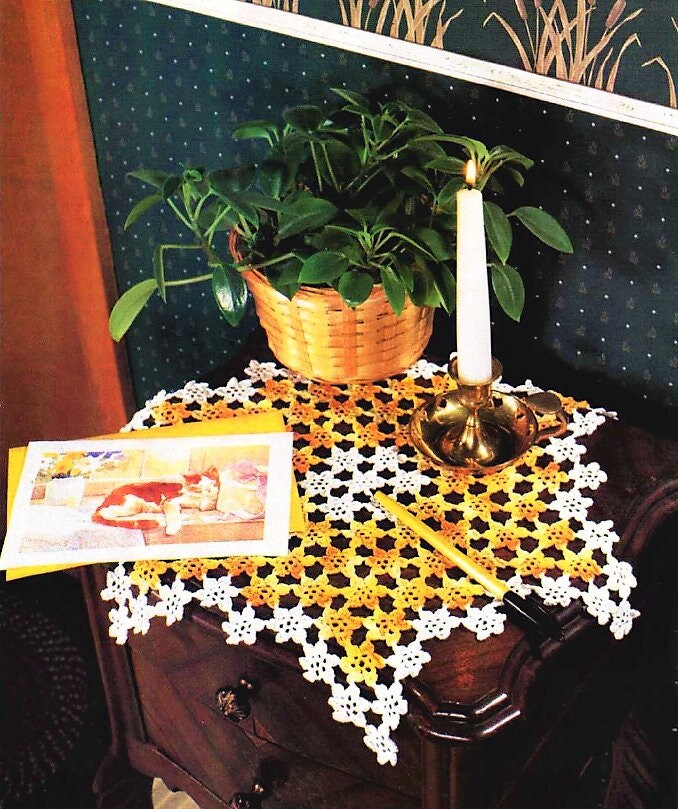 Vintage Crochet Pattern 18" Large Flower Star Doily PDF Instant Digital Download Floral Motif Table Centerpiece Mat Cotton Thread