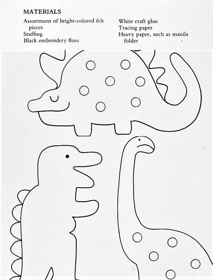 Vintage Sewing Pattern Felt Fabric Dinosaur Ornaments PDF Instant Digital Download Cute Dino Christmas Tree Trim 4 Designs