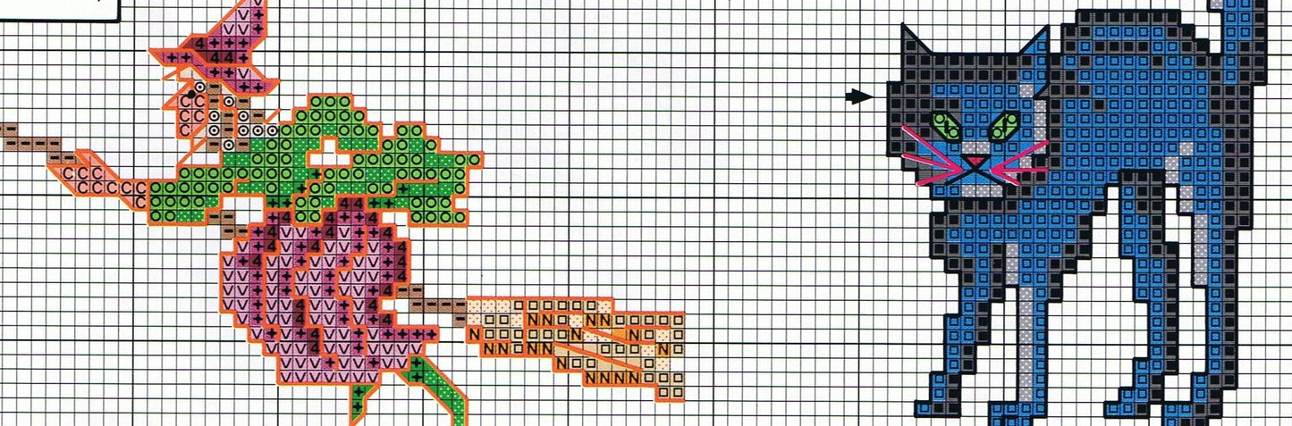 Vintage Cross Stitch Patterns Mini Halloween Ornament Pillows PDF Instant Digital Download Witch Black Cat Owl Embroidery 6" x 8"