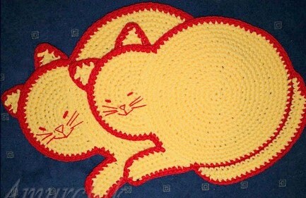 Vintage Crochet Pattern Cat Rug Cat Mat PDF Instant Digital Download Amigurumi Kitty Cat Playmat 16x23