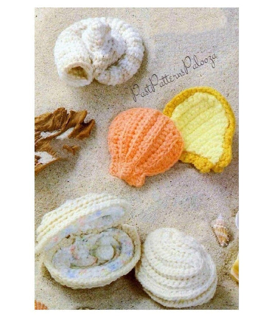 Vintage Crochet Sea Shell Seashells Patterns PDF Instant Digital Download Amigurumi Oyster Scallop Sea Life Plush Realistic Beach Shells