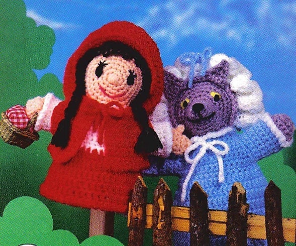 Vintage Crochet Patterns Classic Storybook Fairytale Hand Puppets PDF Instant Digital Download Amigurumi Soft Toy Puppets 4 Ply