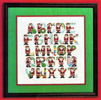 Vintage Cross Stitch Pattern Santa Claus Alphabet ABCs Father Christmas St. Nick PDF Instant Digital Download Holiday Embroidery Motifs