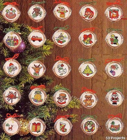 Vintage Cross Stitch Patterns Mini Christmas Ornaments PDF Instant Digital Download 50 Classic Holiday Designs 2-3 Inch