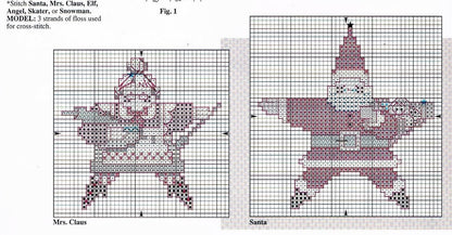 Vintage Cross Stitch Pattern Star Shaped 6" Classic Christmas Character Ornaments PDF Instant Digital Download Santa Snowman Angel Tree Trim