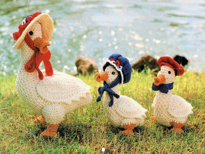Vintage Crochet Pattern 13" 8" Country Goose Family Amigurumi PDF Instant Digital Download Mother and Baby Geese Goslings 10 Ply