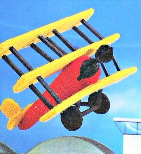 Vintage Crochet Pattern 9" Airplane Soft Toys Planes Biplane Triplane PDF Instant Digital Download Amigurumi Plush Planes 10 Ply