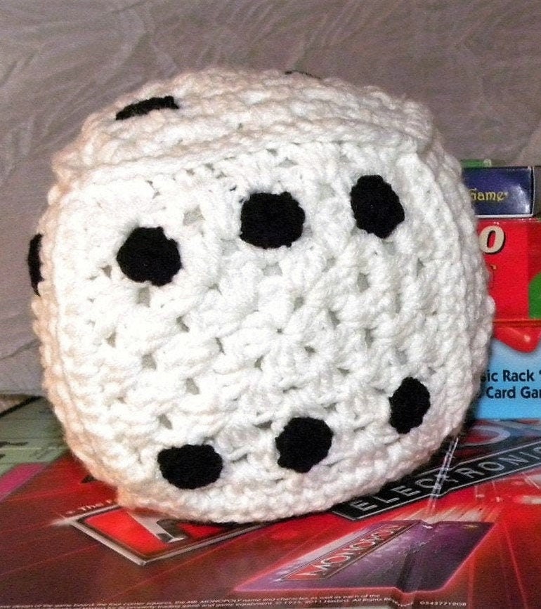Vintage Crochet Pattern Large 4" Pair of Dice PDF Instant Digital Download Game Night Room Gambling Novelty Granny Square Amigurumi 10 Ply
