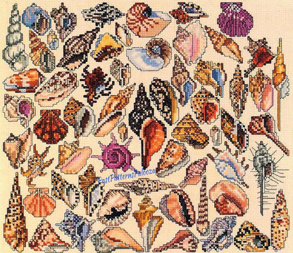 Vintage Cross Stitch Patterns Mini Sea Shells Motifs PDF Instant Digital Download Embroidery Conch Scallop Snail 60 Seashells 1-3" A1