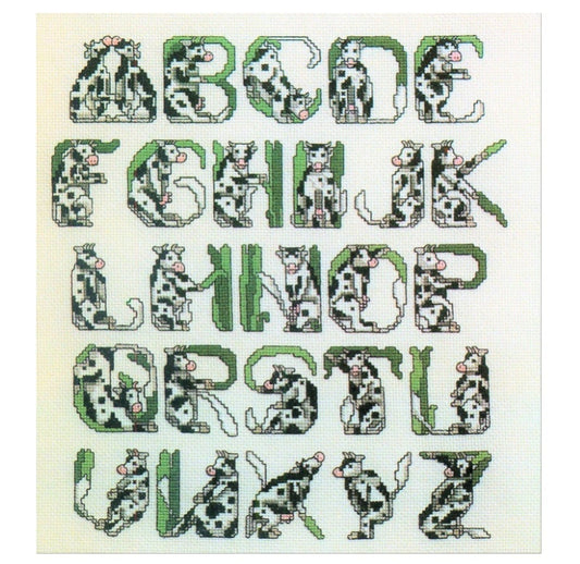 Vintage Cross Stitch Pattern Farm Animal Alphabet Samplers Cow Pig and Chicken ABCs PDF Instant Digital Download Barnyard Font Embroidery