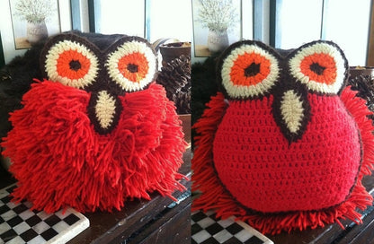 Vintage Crochet Pattern 10" Boho Mod Owl Pillow PDF Instant Digital Download Retro 70s Owl Cushion Double Sided 4 Ply