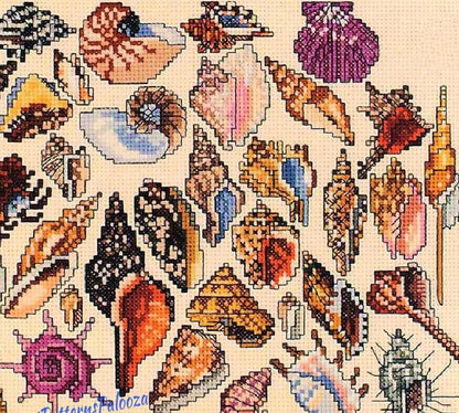 Vintage Cross Stitch Patterns Mini Sea Shells Motifs PDF Instant Digital Download Embroidery Conch Scallop Snail 60 Seashells 1-3" A1