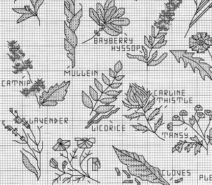 Vintage Cross Stitch Patterns Mini Herbs Spices Medicinal Plants Flowers Motifs PDF Instant Digital Download Embroidery Natural Remedies A1