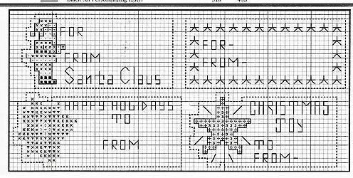 Vintage Cross Stitch Pattern Christmas Gift Tags Printable PDF Instant Digital Download Personalized Embroidered Present Trim