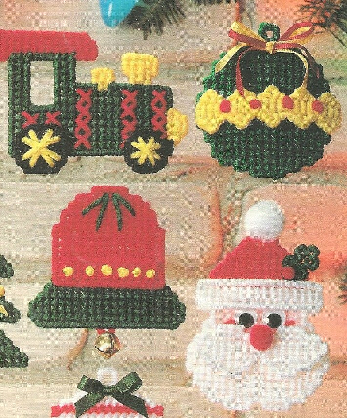 Vintage Plastic Canvas Pattern Classic Christmas Ornaments PDF Instant Digital Download Cute Holiday Tree Trim Crafts 16 Designs