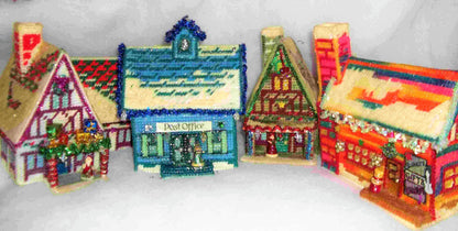 Vintage Plastic Canvas Pattern Santas Village Snowy Christmas Town PDF Instant Digital Download Holiday North Pole Neighborhood Display