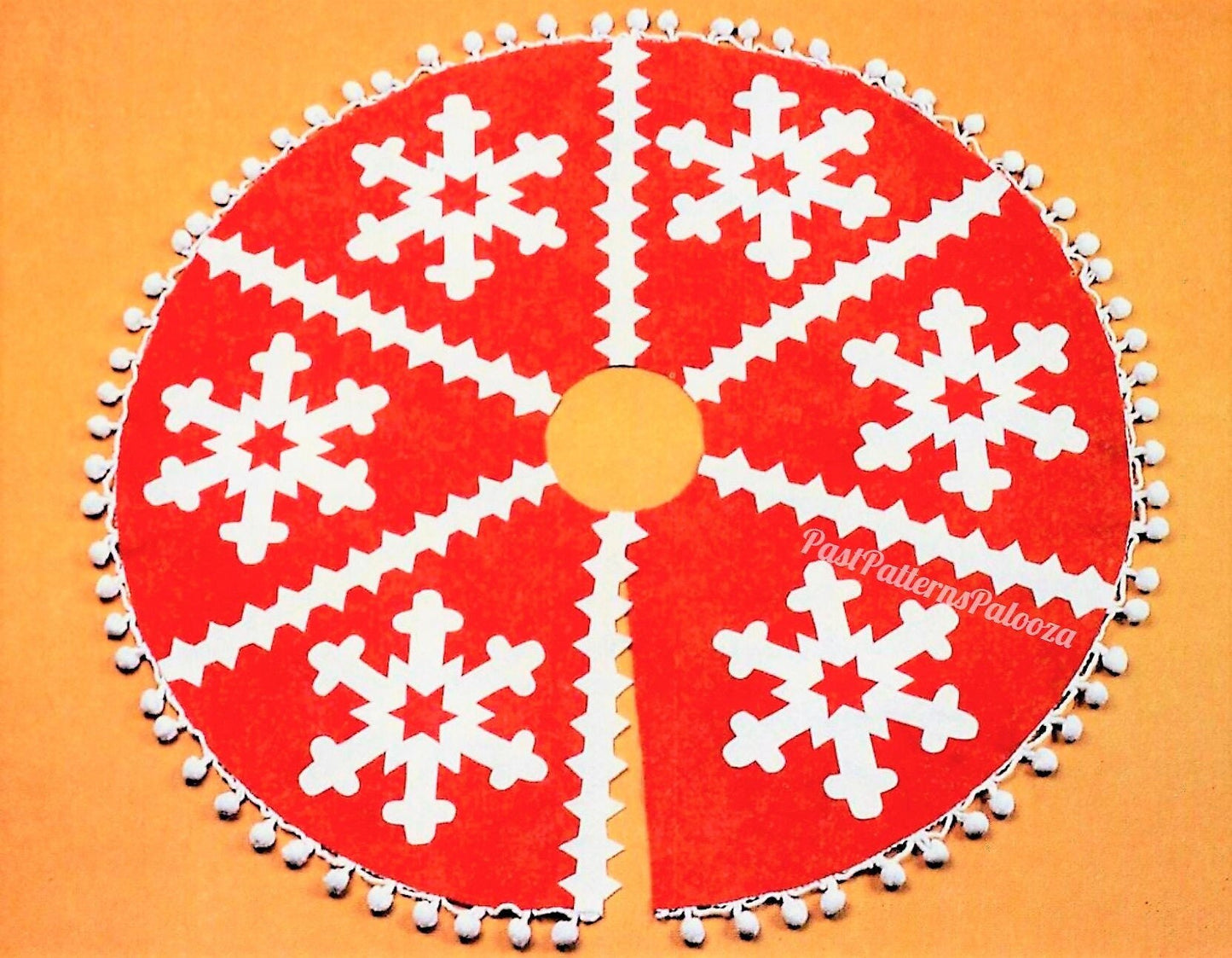 Vintage Sewing Pattern 36" Christmas Snowflake Tree Skirt PDF Felt Fabric PDF Instant Digital Download Quick Easy Applique