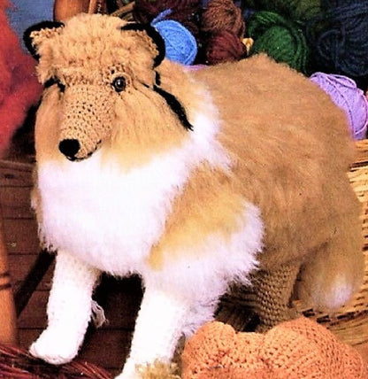 Vintage Crochet Pattern Rough Collie Dog PDF Instant Digital Download Purebred Puppy Amigurumi Plush Stuffed Soft Toy 16" 10 Ply