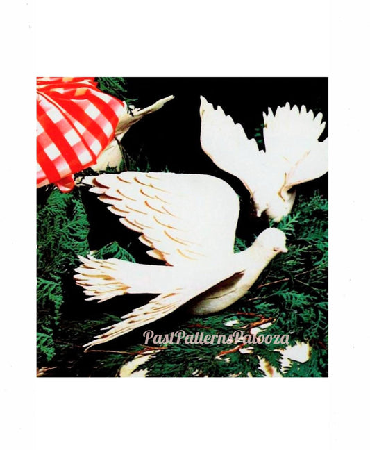 Vintage Sewing Pattern 11" Felt Christmas Doves Birds PDF Instant Digital Download Holiday Ornaments or Wedding Display Decor