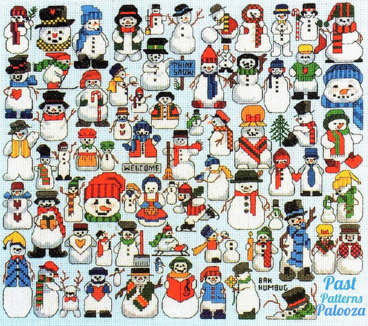 Vintage Cross Stitch Patterns Mini Snowmen Motifs PDF Instant Digital Download Embroidery 70 Winter Snowpeople Designs A1